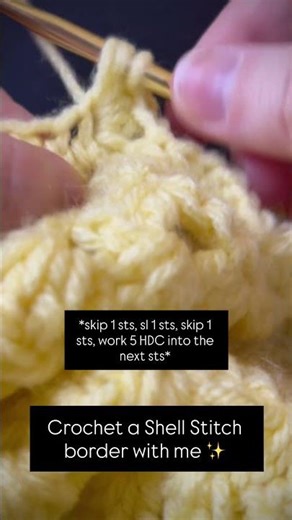 Shell Stitch Border ✨ #crochet #crochettutorial #crochetblanket