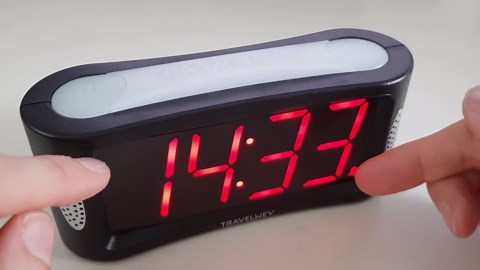 Travelwey Digital Alarm Clock - Outlet Powered, No Frills Simple Operation, Large Night Light, Alarm, Snooze, Full Range Brightness Dimmer, Big Red LED Digit Display, Black