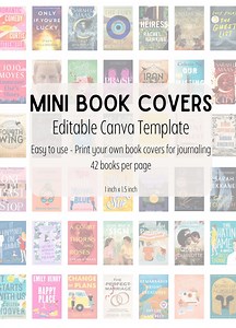 Mini Book Cover Template: Reading Journal Canva File (1x1.5 Inch) (digital Template) - Etsy