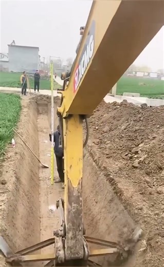 Trenching using engineering construction #excavators Recording from the construction site