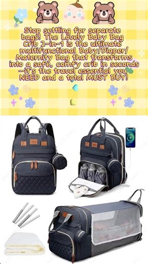 👶ALL-IN-ONE BABY TRAVEL MUST-HAVE: DIAPER BAG & PORTABLE CRIB ✈️ #shorts