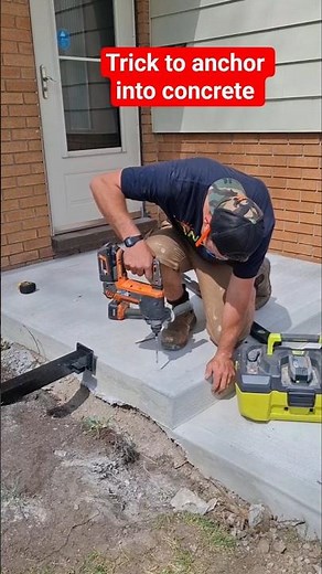 Using Weed Wacker string & wood screws to anchor into concrete #concrete #concretework #diytips #diy
