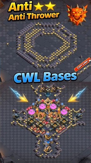 TOP 3 TH18 CWL BASE LINKS | Highly Tested Legend & War Bases | Anti Thrower & Bolwer | #shorts #coc