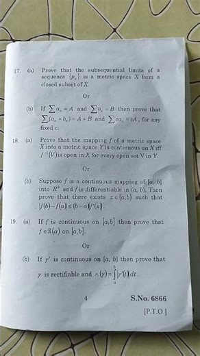 Real Analysis question paper|Msc Maths|Bharathidasan university