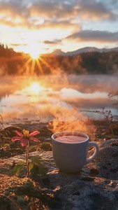 Good morning☕️🌺 #relax #calm #goodmorning #sunset #coffee #nature | Hotcoffee0508
