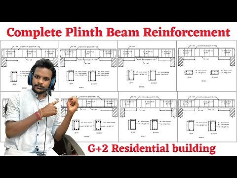 Complete plinth beam reinforcement details of G+2 Building | civil engineering | Plinth beam |