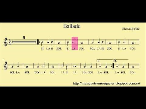 Ballade. Partitura flauta + àudio. Sol-la-si. Amb melodia.