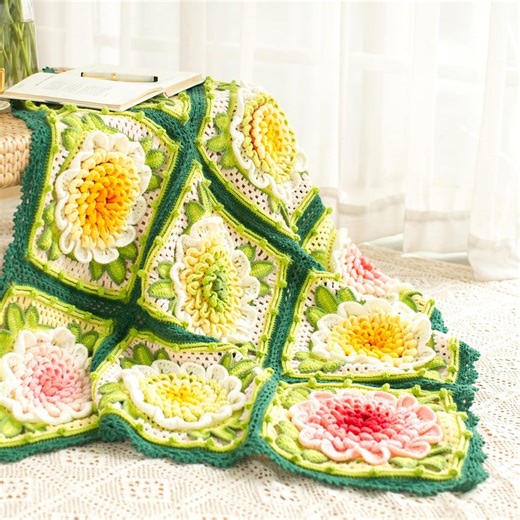 Crochet Pattern Flower Blanket, Floral Granny Square PDF, Dahlia Afghan Crochet Pattern, Botanical Patchwork Throw, Instant Download - Etsy