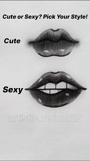 Cute vs Sexy Lips Tutorial 👄 | Easy Realistic Pencil Drawing ✏️ #shorts #drawing #art #tutorial