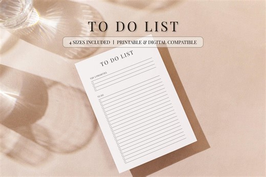 Minimalist to Do List Printable | Daily Task Tracker | Productivity Planner Insert | Checklist PDF | A4 A5 US Letter Half Size | Undated Day - Etsy