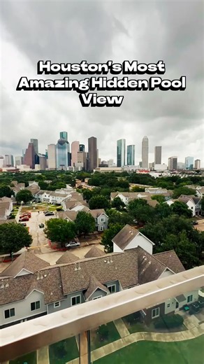 Houston's Best Hidden Rooftop Pool 🏙️ This cloudy day can't ruin one of the best skyline views in downtown Houston. #HoustonTexas #HoustonHotels #HoustonTravel #RooftopPool #TexasTravel
