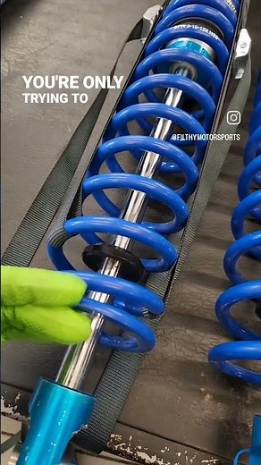 Pro Tip: Installing springs without a spring compressor. #filthymotorsports #kingshocks