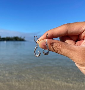 Fish Hook Earrings - 925 Sterling Silver Simple Fish Hook Earrings, Jewelry, Hawaiian Jewelry, Gift for Her, Waikiki Waves Collection - Etsy