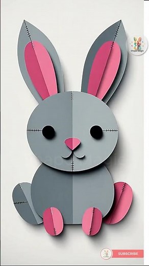 Rabbit transforms from paper cut → realistic → black & white outline #papercut #coloring #rabbit