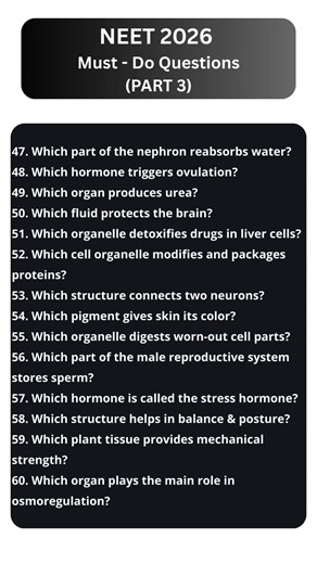 🔥NEET 2026 - Top 60 Trick Questions – Class 11 Biology (Part 3) #neet2026 #neetbiology #neettricks