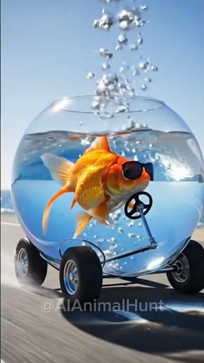 A Goldfish Driving a Fishbowl Car… This Is Too Funny! 😂🐟🚗