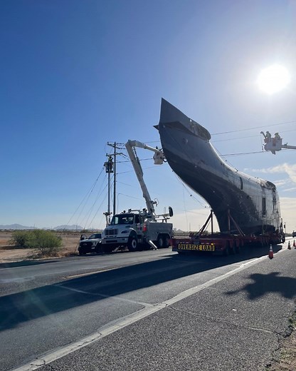 We love a challenging project…and moving a plane across Arizona and under a number of live powerlines is just that! The team followed the Mars across the state to its final stop. | Arizona Public Service - APS