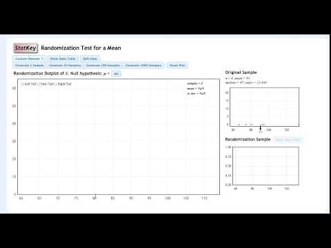 Randomization Test for a Single Mean in StatKey
