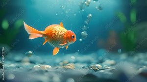 Aquatic Charm: Tropical Goldfish in Digital Splendor. Generative ai