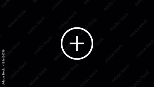 plus add sign icon in circle video animation design with transparent background in 4K animation