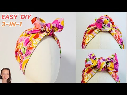 DIY Twist Bow Turban Cap | Easy Stretch Pleated Turban