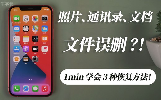 苹果手机文件误删怎么恢复？1min 学会这3种方法，教你免费找回！