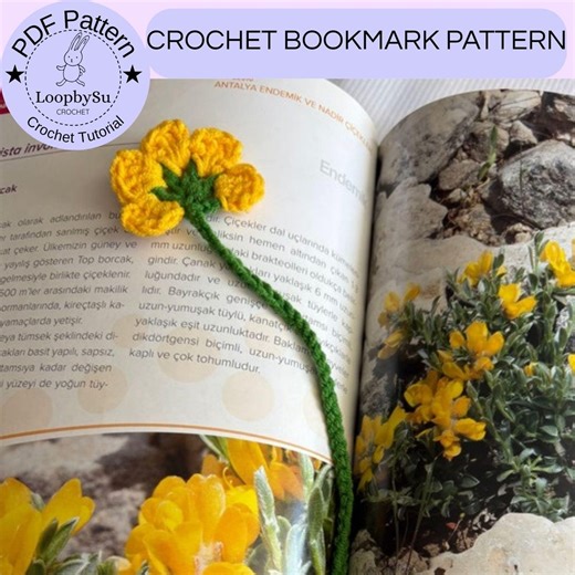 Beginner Crochet Flower Bookmark Pattern: Easy PDF Tutorial (digital Download) - Etsy