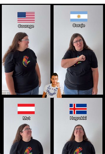 💪 How to sign “courage” in world sign languages: #ASL #argentina🇦🇷 #iceland 🇮🇸 #austria🇦🇹 #signlanguage