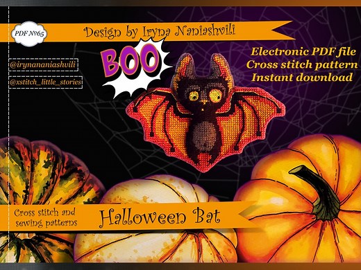 Halloween Bat - PDF Cross Stitch Pattern. 3D Cross Stitch Toy. Decor for Halloween. Free Printable Postcard. - Etsy