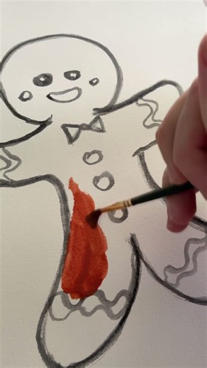 Gingerbread Man watercolor drawing