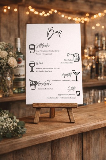 Bar Signs for Your Wedding | in a Timeless Design | Canva Template - Etsy
