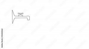 Self drawing sketch animation of water tap with water flow. Animation. Copy space. Concept of water consumption. White background.