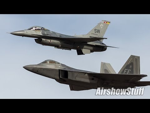 F-22 Raptor and F-16 Fighting Falcon Dual Demo - Heritage Flight Conference 2019