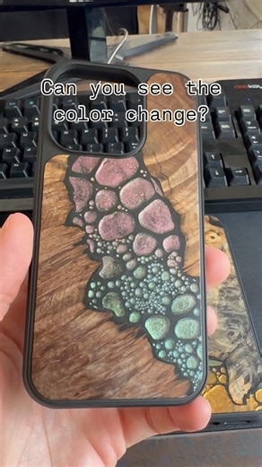 4.9K views · 95 reactions | Can you see the color change? This is our limited time drop, Chameleon, as we kick off our birthday week. Make sure to see all that’s available. - #colorshift #chameleon #resincolors #resinpour | Carved | Facebook