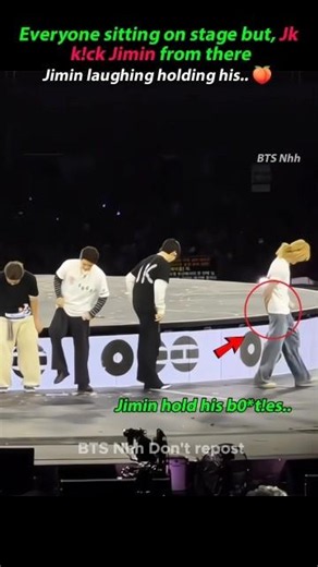 Jk k!ck Jimin when he going to sit. Jikook so funny.