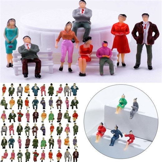 CLARO 10/100pcs Mixed Color Model Building People Figures 1:30 1:100 1:200 Scale Different Poses Simulation Doll ABS Passengers Stand/Sit People Model | Lazada PH