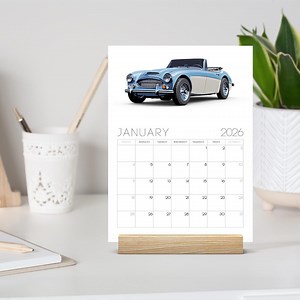 2026 Classic Car Desk Calendar With Wooden Stand, Minimalist Car Calendar, Christmas Gift, Birthday Gift, Replacement Calendar Cards - Etsy