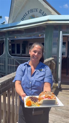 3.1K views · 59 reactions | Our Dolphin Bar Tropical Tacos  Coconut fried Shrimp in warm flour tortillas with Mango salsa, Coconut cream and pickled onions, served with Black Beans and Rice | Dolphin Bar | Facebook