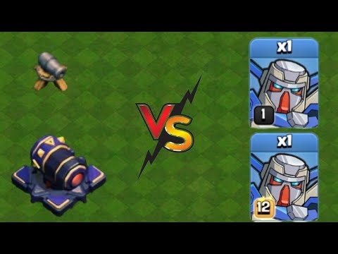 M.E.C.H.A Level 1–12 vs Cannon Level 1–21 | Clash of Clans Upgrade Battle Test #coc #m.e.c.h.a