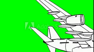 Commercial jet animated in cartoon style, 13 different instances on green screen, can be used for transitions, background animation etc. Stock Video