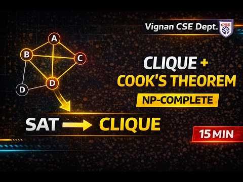 Clique Decision Problem & Cook’s Theorem Explained | NP-Complete Concepts | Vignan CSE Dept