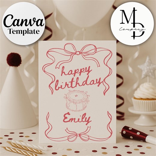 Personalized Birthday Card Canva Template Editable Happy Birthday Greeting Card Customizable Digital Download DIY Celebration Print for Her - Etsy