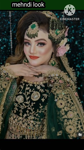 most beautiful mehndi bridal makeup looks with jewellery and hairstyling ideas #bridalmakeup