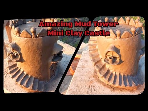 Amazing Clay Mini Castle House Making | DIY Mud Art Miniature Tower