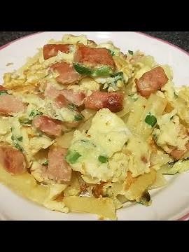 Spam and egg with potatoes for breakfast| breakfast recipe