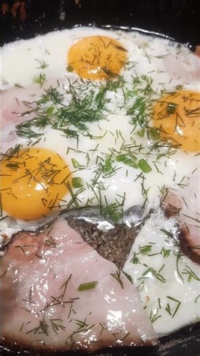 The basic bachelor's diet: ham and eggs.