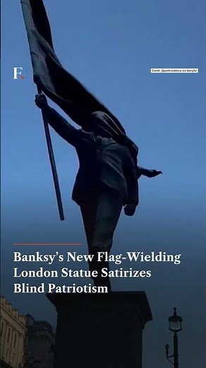 Banksy’s New Flag Wielding London Statue Satirizes Blind Patriotism | Subscribe to Firstpost