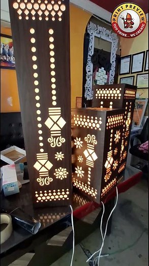 customized woodeName Laser cut lamp #printpreview #lasercutting