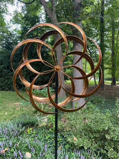 24" Double Spiral Copper Finished Wind Spinner - Etsy
