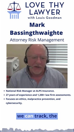 Mark Bassingthwaighte is an attorney and the national risk manager at ALPS Insurance, where he helps lawyers prevent malpractice claims and manage professional risk. He’s spent nearly three decades working with law firms across the country, consulting, writing, and speaking on ethics, risk management, and cybersecurity in the legal field. Throughout his career, Mark has conducted more than 1,200 law firm risk assessments and become a trusted voice on issues like burnout, addiction, and mental he